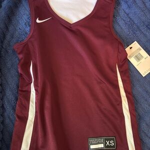 Nike Maroon and White Athletic Basketball Jersey